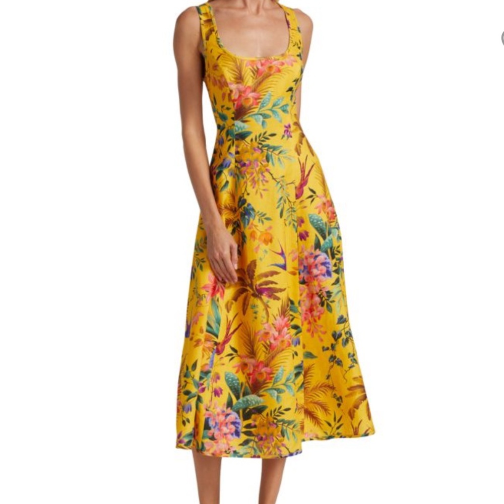 ZIMMERMAN Yellow Floral Dress “Tropicana Linen Cutout” - Size 2 (Medium)